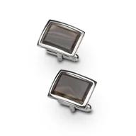 Spinki do mankietów i krawatów - Spinki Srebrne Z Krzemieniem Pasiastym - Prostokątne - miniaturka - grafika 1