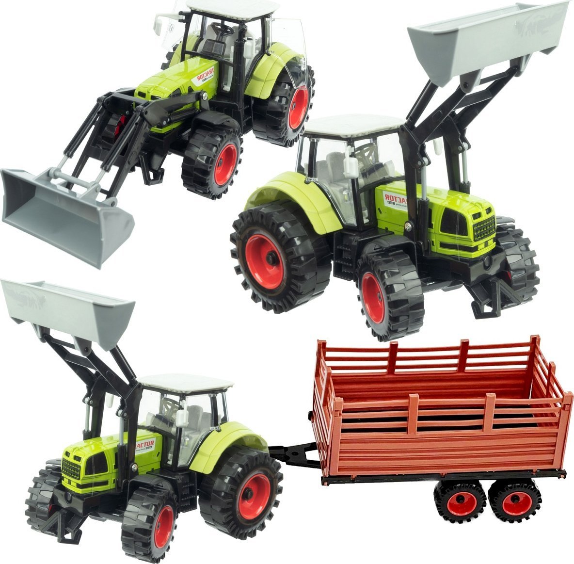 Qulki Duży Traktor z Przyczepą Ciągnik NAPĘD Ruchome elementy