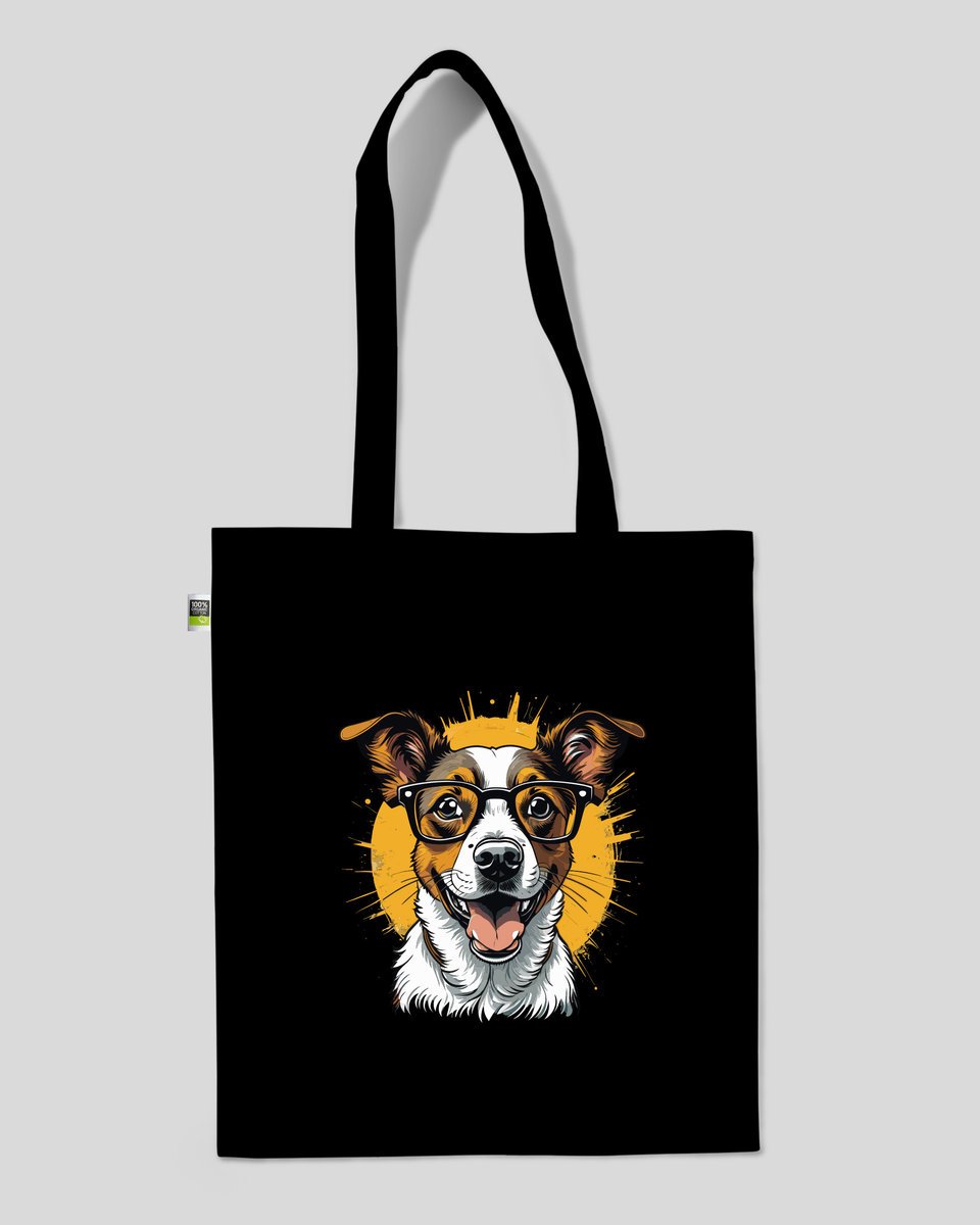 torba bawełniana na prezent na zakupy psia mama PIES JACK RUSSELL Czarny