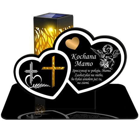 ZNICZ SOLARNY LED WIECZNY PODSTAWKA NA CMENTARZ GRÓB lampka Serce 3D DLA BABCI