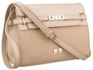 Torebki damskie - Torebka damska na ramię PETERSON elegancka mała listonoszka skóra ekologiczna modna z ozdobnym zapięciem beżowa - miniaturka - grafika 1