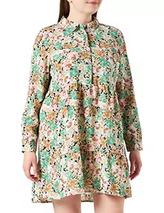 VERO MODA Damska sukienka VMDELILAH LS Short Dress-K Curve GA sukienka, Holly Green/AOP: Garden Flower, 48 - Sukienki - miniaturka - grafika 1