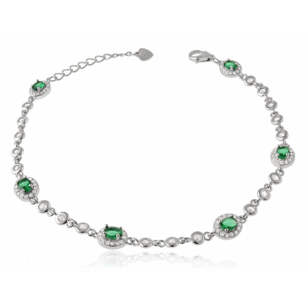 Bransoleta Mrkiza z zielonymi i białymi cyrkoniami Srebro 925