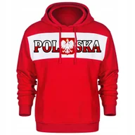 Bluzy męskie - BLUZA MESKA Z KAPTUREM KANGURKA Z NADRUKIEM POLSKA GODŁO DLA KIBICA L - miniaturka - grafika 1