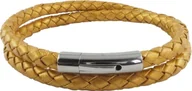 Naszyjniki męskie - König Design skórzany naszyjnik skórzany pasek skórzana bransoletka 6 mm męski naszyjnik 17 cm - 100 cm pleciony, długość: 65 centymetrów, kolor: złoty - miniaturka - grafika 1