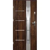 Drzwi zewnętrzne - Drzwi zewnętrzne LUNA lak-pas inox orzech 90 lewe RADEX - miniaturka - grafika 1