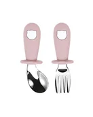 Sztućce dla dzieci - Pierwsze Sztućce Z Zakrzywioną Łyżeczką [Kolor Jasnoróżowy] - miniaturka - grafika 1
