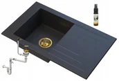 Zlewozmywaki - Granitan LILA Czarny Zlewozmywak Granitowy Z Drobinkami Złotego - miniaturka - grafika 1