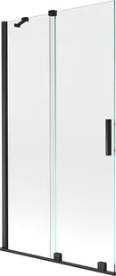 Mexen Velar parawan nawannowy 2-skrzydłowy przesuwny 100 x 150 cm, transparent, czarny - 896-100-000-01-70 - Parawany nawannowe - miniaturka - grafika 1