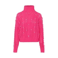 Swetry damskie - faina Damski sweter z golfem różowy M/L, Rosa, M - miniaturka - grafika 1