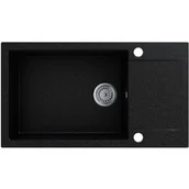 Zlewozmywaki - EOS Zlewozmywak granitowy FORT czarny grafit (z ociekaczem) - miniaturka - grafika 1