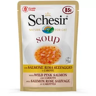 Mokra karma dla kotów - Schesir Cat Soup, 6 x 85 g - Dziki różowy łosoś z marchwią - miniaturka - grafika 1