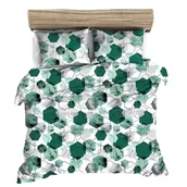 Pościel - Pościel z kory 160x200 szmaragdowa biała geometria - miniaturka - grafika 1