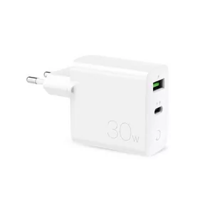 PURO Ładowarka Ładowarka sieciowa Mini Fast Travel Charger USB-A + USB-C Power Delivery 30W biały PUR522WHT - Akcesoria do tabletów i e-booków - miniaturka - grafika 1