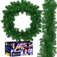 Oświetlenie świąteczne - Girlanda choinkowa 300 cm z lampkami 50 LED multikolor, łańcuch na świąteczny, zielony - miniaturka - grafika 1