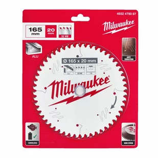 MILWAUKEE PIŁA TARCZOWA 165x20x2,2x52z ALUMINIUM - Tarcze do pił - miniaturka - grafika 1