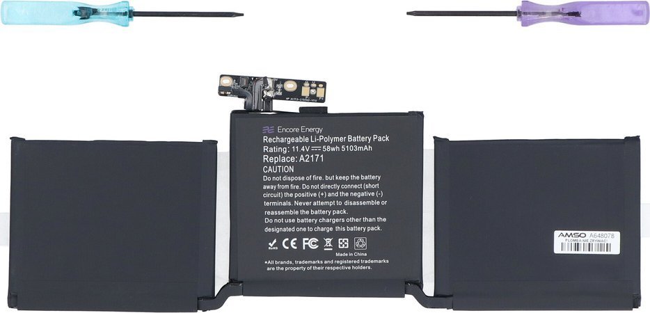Bateria Nowa bateria Encore Energy do Apple MacBook Pro A2159 58Wh 11.4V 5103mAh A2171