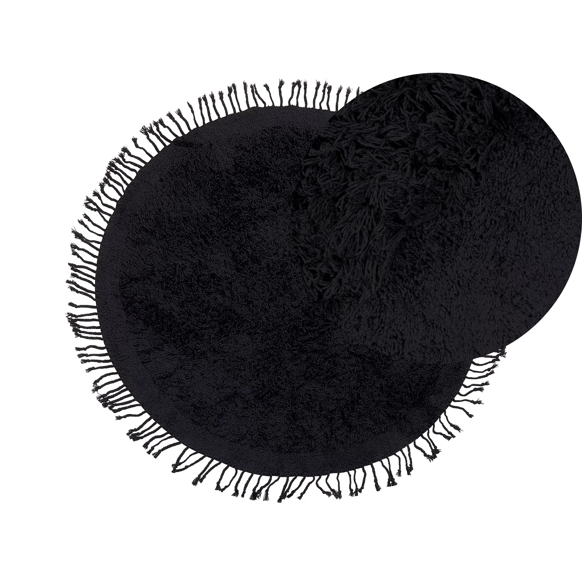 Lumarko Dywan shaggy okrągły bawełniany ⌀ 140 cm czarny BITLIS