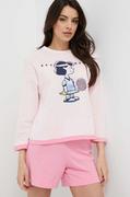 Piżamy damskie - United Colors of Benetton t-shirt piżamowy bawełniany x Peanuts kolor różowy bawełniana - miniaturka - grafika 1