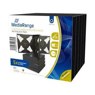 MediaRange BOX34-6 opakowania na płyty CD Pojemnik na klejnot 6 dysków Czarny BOX34-6 - Pudełka i akcesoria na płyty CD - miniaturka - grafika 1