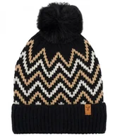 Czapki i chusty sportowe męskie - Ciepła czapka damska z pomponem wzór zygzaki jesień zima - miniaturka - grafika 1