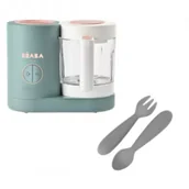 Akcesoria do karmienia - Beaba Wielofunkcyjne urządzenie do miksowania i gotowania na parze Babycook Neo Eucalyptus + EZPZ Komplet silikonowych sztućców Mini Utensils Zestaw - miniaturka - grafika 1
