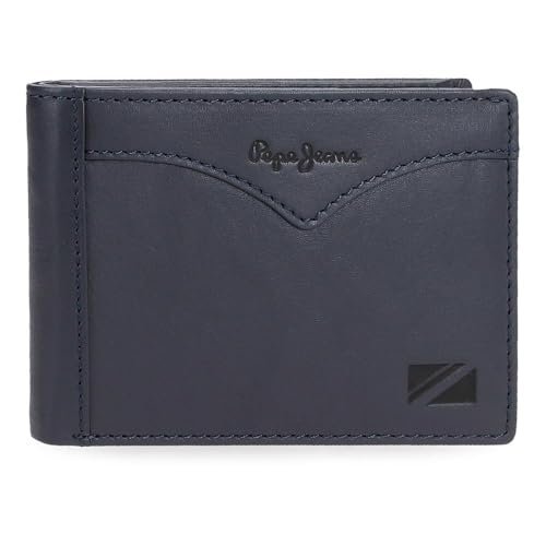 Pepe Jeans Jacket Poziomy portfel z portmonetką niebieski 11x8x1 cm Skóra by Joumma Bags, Niebieski, Talla única, Poziomy portfel z portfelem