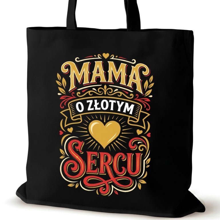Torba bawełniana czarna dla MAMY na ramię walentynki biura śmieszna