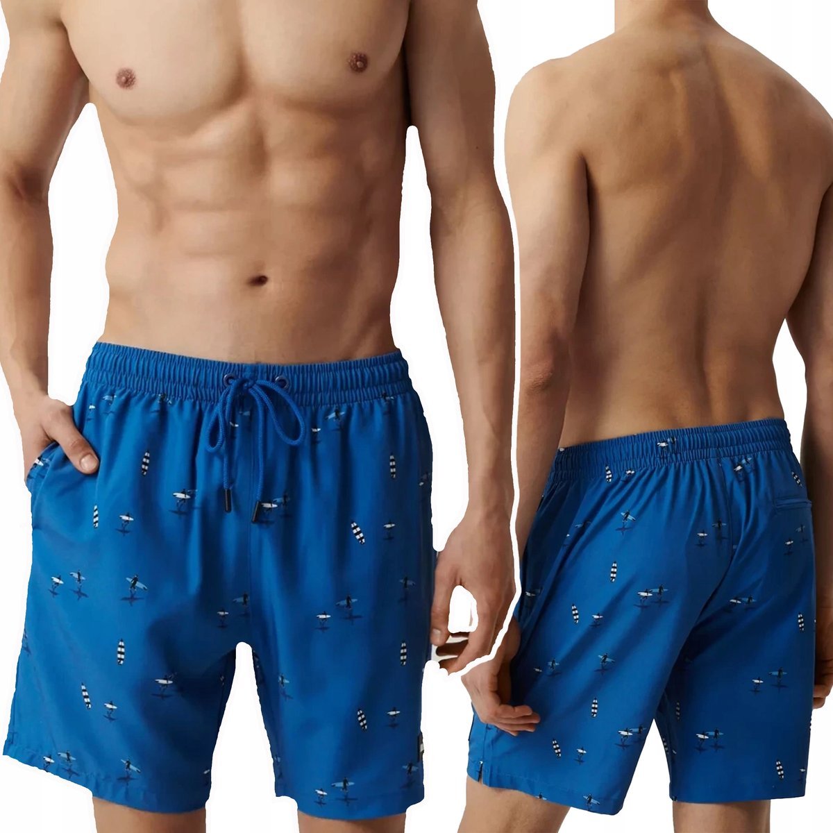 KĄPIELÓWKI MĘSKIE szorty kąpielowe wiązane szybkoschnące Atlantic *M