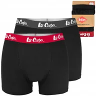 Majtki męskie - Lee Cooper Bokserki Męskie Bawełniane 2 sztuki 9644 Czarne Logo Rozmiar L - miniaturka - grafika 1