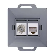 Gniazdka elektryczne - Gniazdo antenowe typu F z komputerowym RJ45 antracyt PERŁA 9002701 ABEX - miniaturka - grafika 1