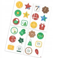Kalendarze - NAKLEJKI ŚWIĄTECZNE KALENDARZ ADWENTOWY okrągłe 4,5 cm N05 - miniaturka - grafika 1