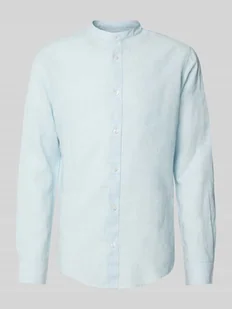 Koszula lniana o kroju slim fit ze stójką model ‘CAIDEN’ - Koszule męskie - miniaturka - grafika 1