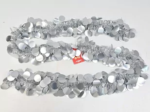 Łańcuch choinkowy girlanda srebrna - 200 x 13 cm - 1 szt. - Ozdoby bożonarodzeniowe - miniaturka - grafika 1
