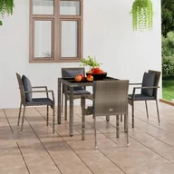 Meble ogrodowe - vidaXL Krzesła ogrodowe z poduszkami, 4 szt., polirattan, szare - miniaturka - grafika 1