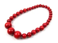 Dodatki do strojów karnawałowych - KORALE LUDOWE DREWNIANE CZERWONE - miniaturka - grafika 1