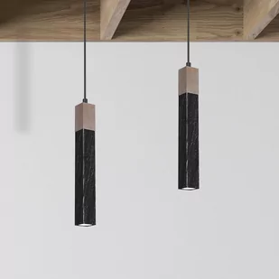 Milagro Lampa wisząca SOLO SAWN BLACK PATINATED WOOD 1x mini GU10 MLP7469 - Lampy sufitowe - miniaturka - grafika 2