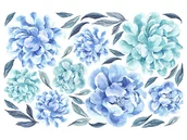 Naklejki na ścianę - PasteloweLove PasteloweLove, Tajemniczy Ogród, Naklejka ścienna, Piwonie, Niebieska - miniaturka - grafika 1