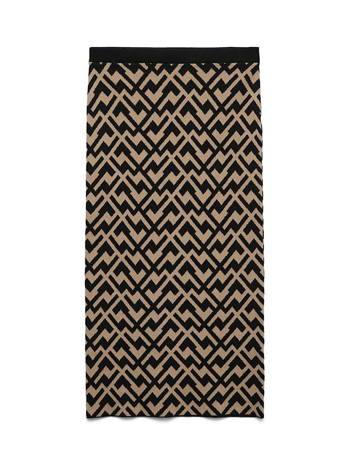 Vero Moda Spódnica dzianinowa w kolorze beżowo-czarnym