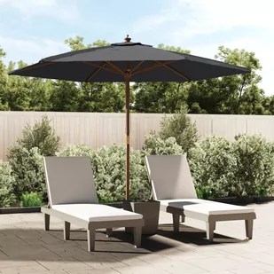 vidaXL Parasol ogrodowy na drewnianym słupku, czarny, 299x240 cm - Pawilony ogrodowe - miniaturka - grafika 1