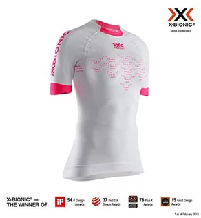 Koszulki i topy damskie - X-Bionic The Trick 4.0 Run, koszulka damska z krótkim rękawem biały Arctic White/Neon Flamingo L - grafika 1