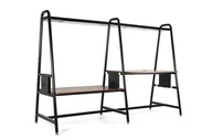 Biurka - Wyspa Pracownicza RS-55 - Czarna - YZ-17 Walnut - miniaturka - grafika 1