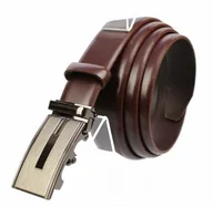 Paski - Pasek Męski Skórzany MASSIMO (PL) Skóra Licowa EXTRA 30 mm BURGUND Gładki Klamra Samozaciskowa SREBRNA 18 - miniaturka - grafika 1