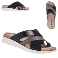 Klapki i japonki damskie - Klapki damskie Skórzana wkładka Lekkie Wsuwane Wygodne Inblu Czarne 38 - miniaturka - grafika 1