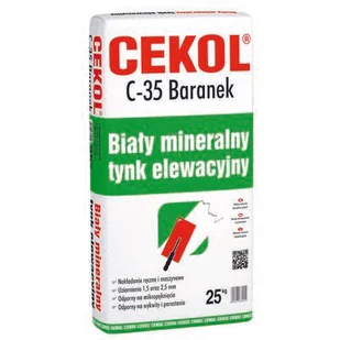 Cekol Tynk elewacyjny biały mineralny Baranek 25 kg - Tynki - miniaturka - grafika 1