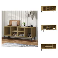 Szafki na buty - vidaXL Stojak na buty OSLO z metalowymi nogami brązowy 106x35x45 cm lite drewno - Stojaki i szafki na buty - miniaturka - grafika 1