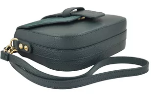 Torebka listonoszka z zamszową klapą - Zielona ciemna - Torebki damskie - miniaturka - grafika 4