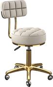 Krzesła i taborety kosmetyczne - Taboret kosmetyczny z oparciem fryzjerski fotel biały obrotowy do salonu - miniaturka - grafika 1