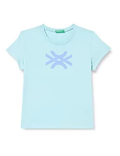 United Colors of Benetton Koszulka dziewczęca z krótkim rękawem, Acquamarina 3l7, XL - Koszulki dla dziewczynek - miniaturka - grafika 1