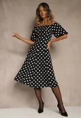 Sukienki - Czarna Sukienka Hiszpanka Vices w Kropki o Rozkloszowanym Kroju Zilua - miniaturka - grafika 1